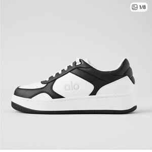 ALO Yoga Black and White Vegan Leather Sneakers